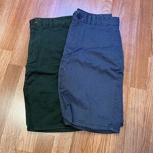 2 pair green and blue patterned shorts